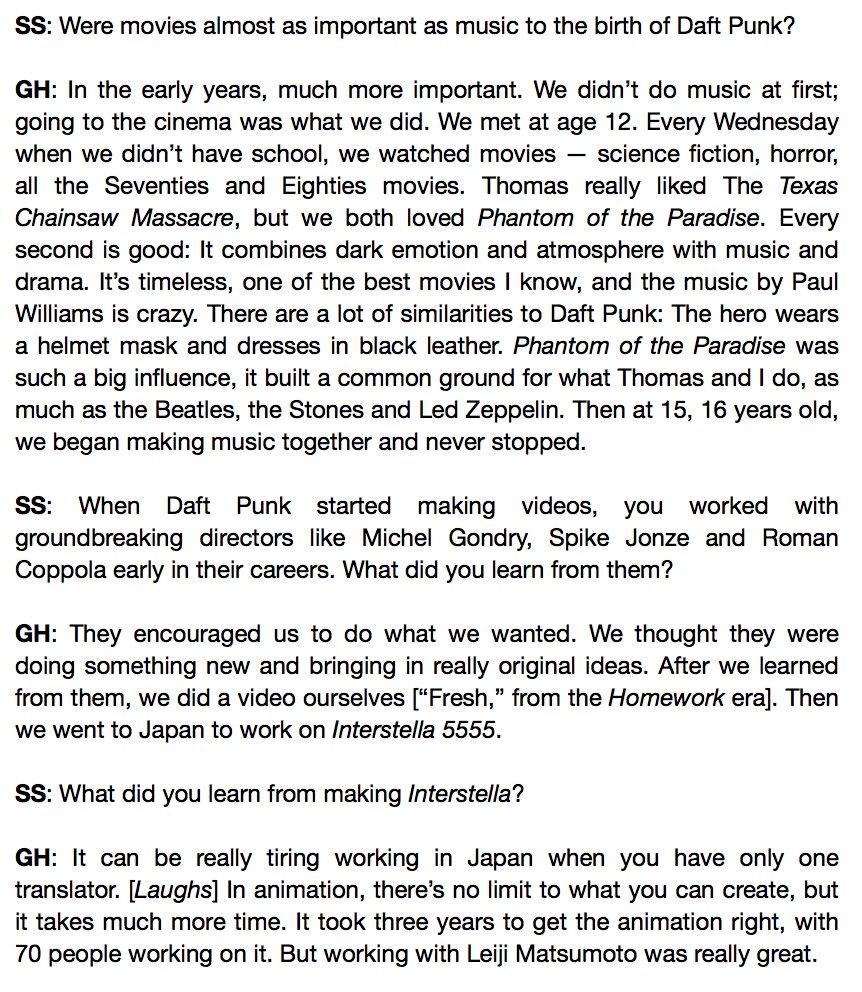 Daft_Wub's tweet photo. Excerpts from Stop Smiling Magazine issue 36 where Thomas and Guy-Man answer questions about Electroma and films in general.

https://t.co/vHHKXV7chM https://t.co/BVODnUvgJB