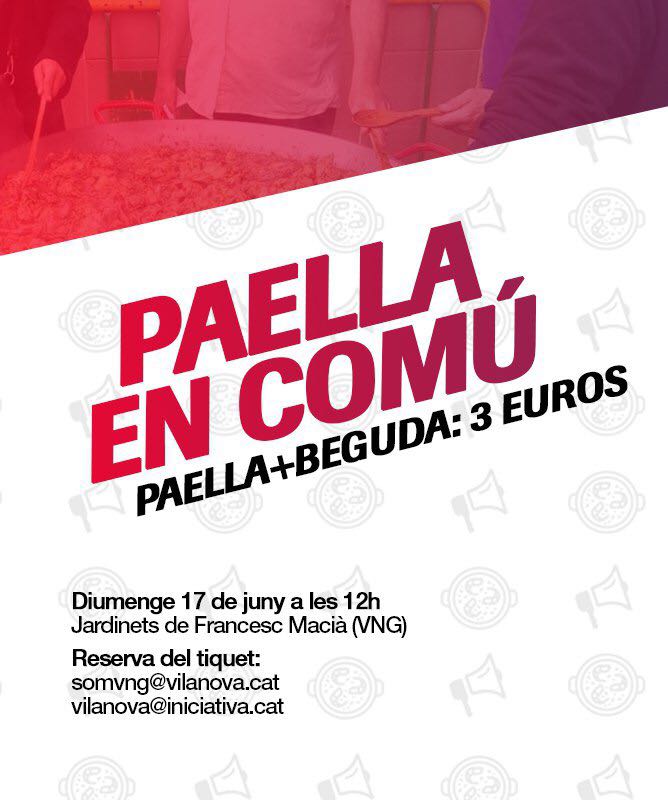 ICVilanova's tweet photo. 🥘 En poc més de mitja hora comença la nostra paella. Perquè les idees, la lluita i la organització no viuen sense la panxa plena! https://t.co/iwGJWRM9TE