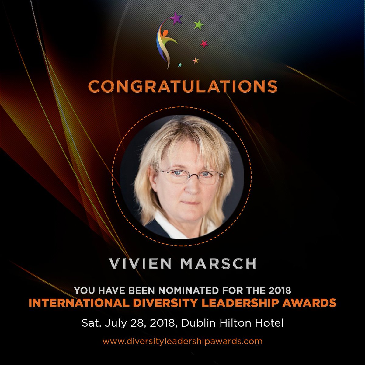 IDivLeadAwards's tweet photo. Congratulations Vivien Marsch. You've been nominated. The International Diversity Leadership Awards recognizes outstanding individuals who have made commendable contributions to the well-being of other people without regarding to race, color or creed. https://t.co/Pr8QEvbGUC
