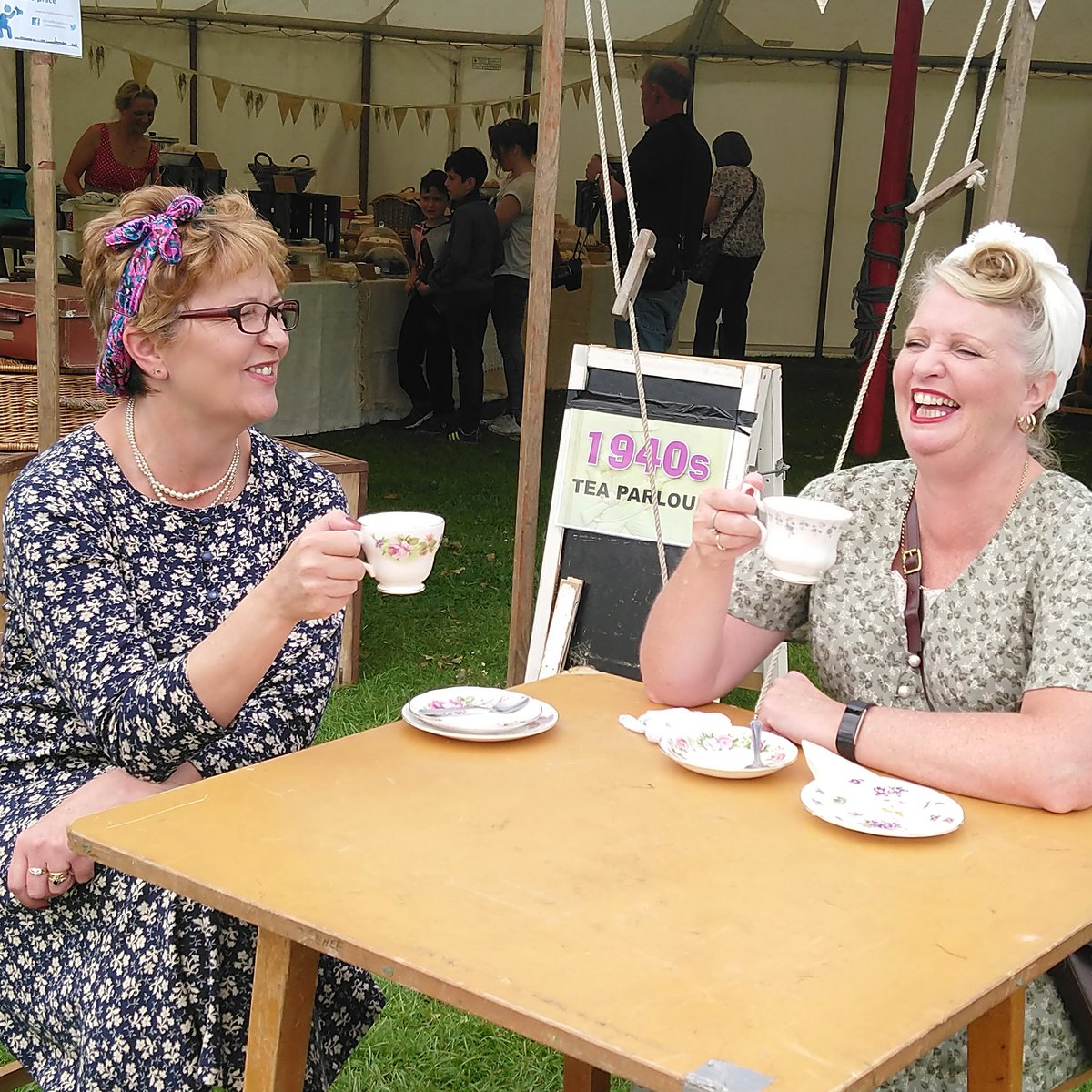 Boston 1940s event is in full swing in the park! #1940s #40s #afternoontea #eventsinboston #Boston #Lincolnshire #teatent #vintage #1940sfashion