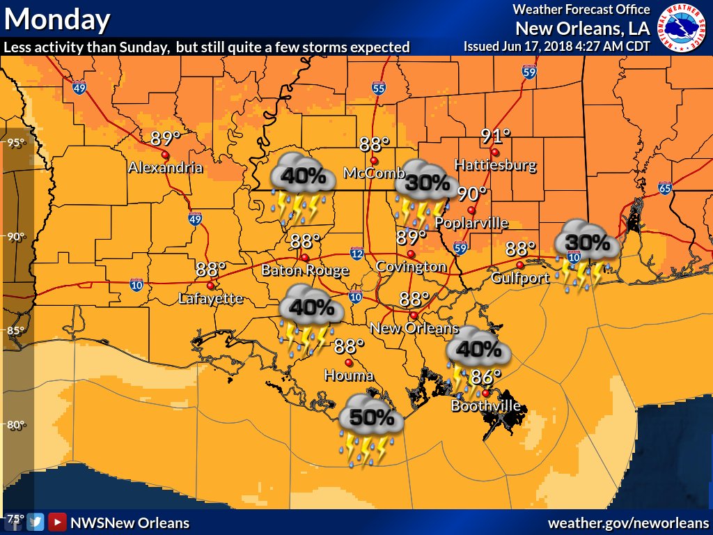 NWS New Orleans on Twitter "Numerous showers and storms expected today. The main potential