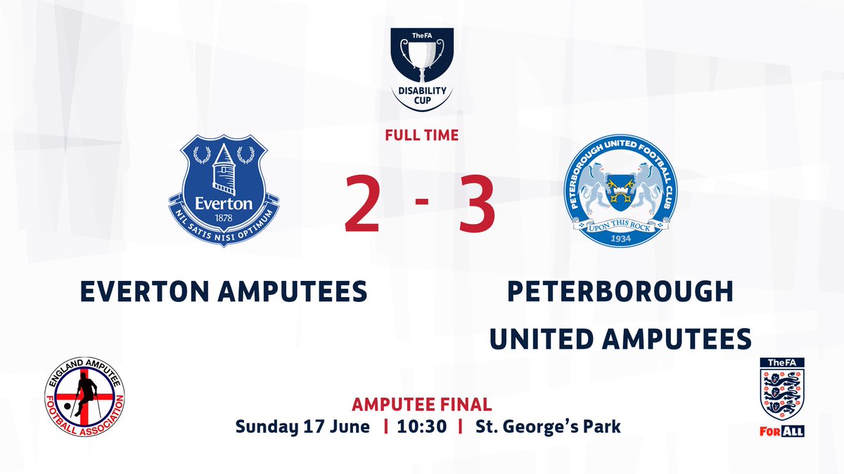 EnglandLearning's tweet photo. Retained! @PUFCAmpFooty win the #FADisabilityCup Amputee final for the second year in a row. Hard luck to @Evertonamps, who will be back again next year to compete for the title. https://t.co/Vmd1cLkp9c