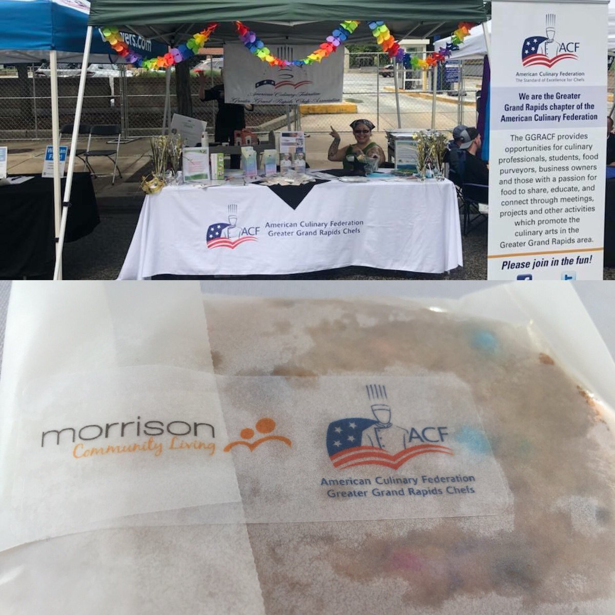 BrianBrookman's tweet photo. ACFGGR booth at the Grand Rapids Pride Festival yesterday. Morrison Community Living and Culinary Cultivations joined in, handing out a diverse selection of 80 dozen cookies, refrigerator magnets and stickers. All three sponsors value diversity and inclusion. @MorrisonCLiving https://t.co/ghgu8hH8Yn