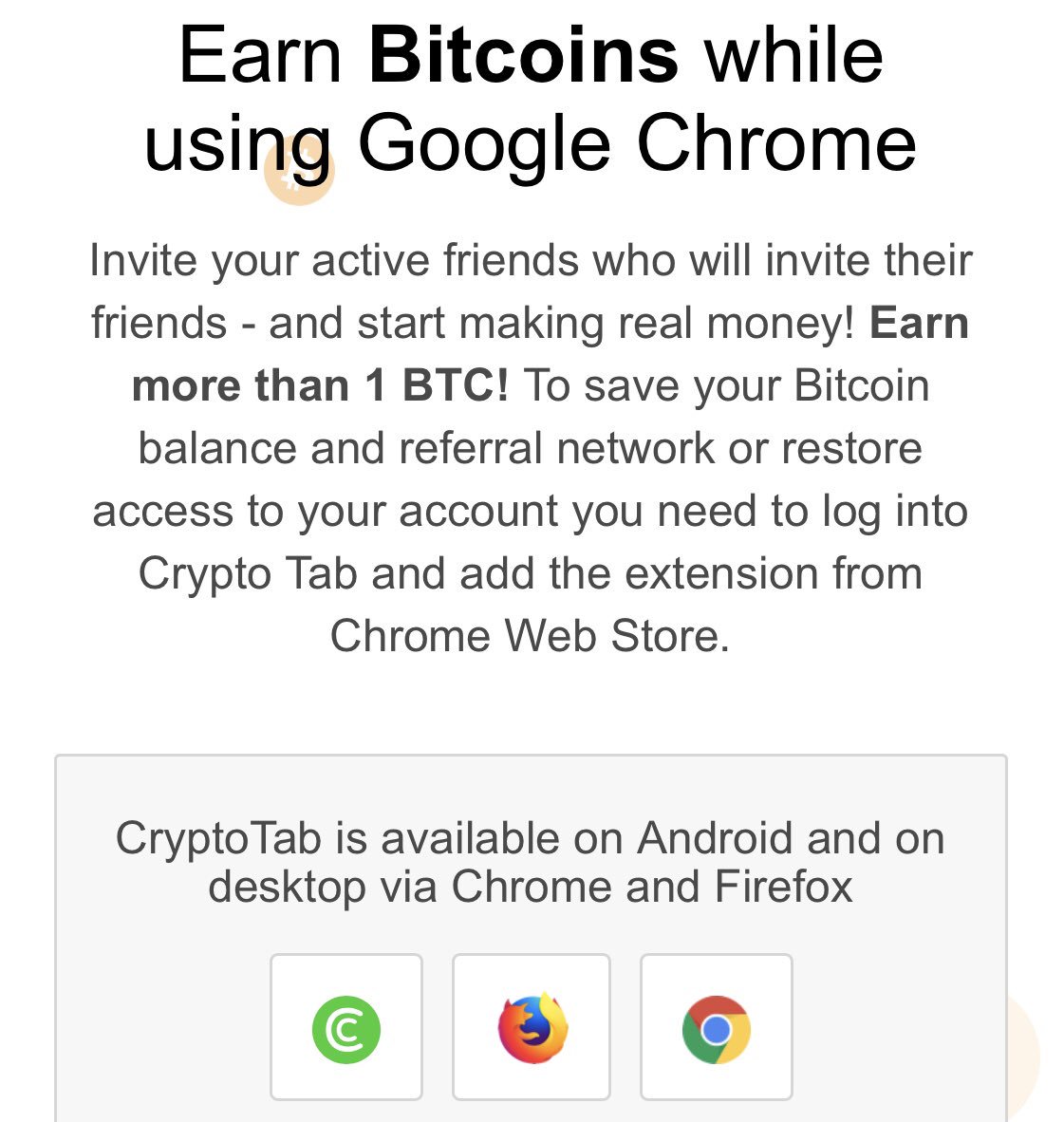 TheGiftSensei's tweet photo. CryptoTab - a great way to mine bitcoin while using the internet. If you’re interested in trying it - use the link in my bio(affiliate link) or just google it. CryptoTab is easy to use and quick to sign up for. You’re mining bitcoin, not even thinking about it. #bitcoin #crypto https://t.co/ILZ6HVCi7h