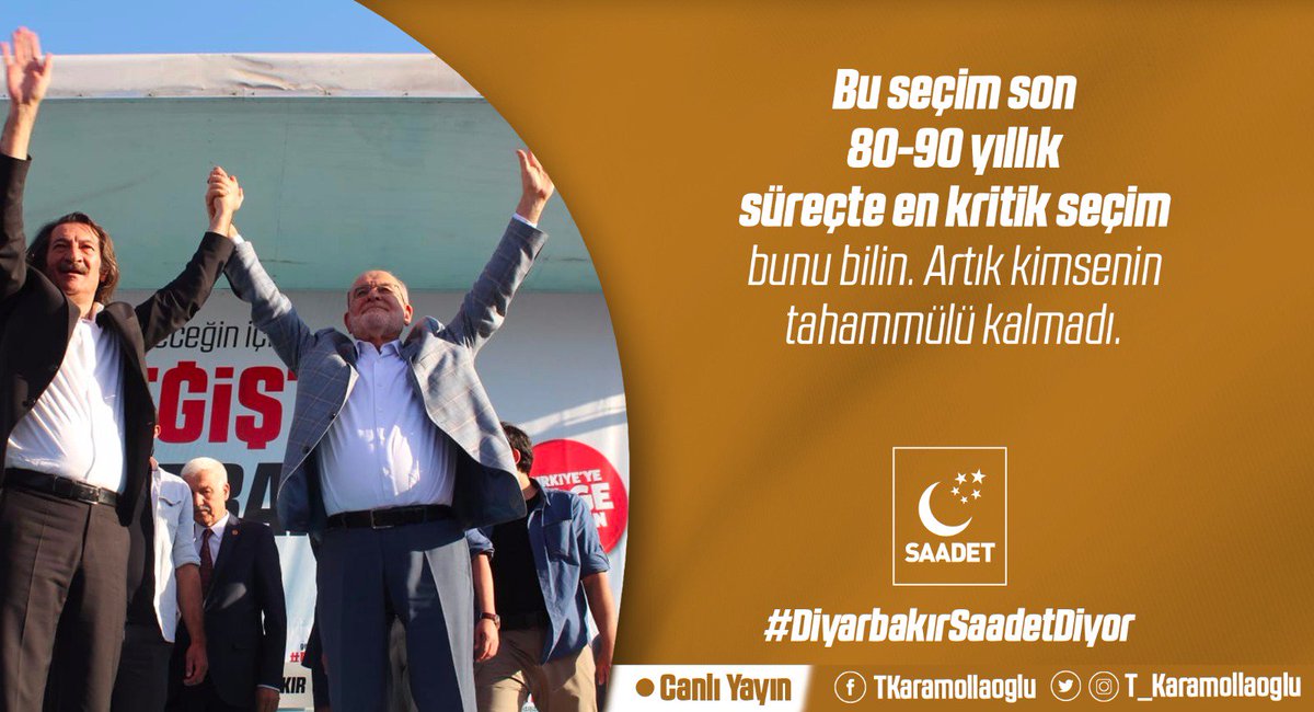 "Bu seçim son 80-90 yıllık süreçte en kritik seçim bunu bilin. Artık kimsenin tahammülü kalmadı." #DiyarbakırSaadetDiyor