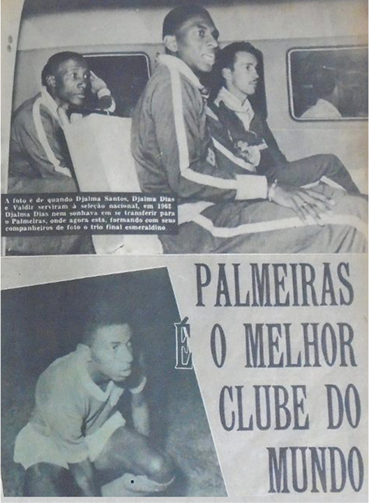 HistoriaSEP's tweet photo. Capa de Revista com Djalma Santos, Djalma Dias e Valdir jogadores do Palmeiras convocados para a Seleção em 1962 https://t.co/oaRcbNYpgs