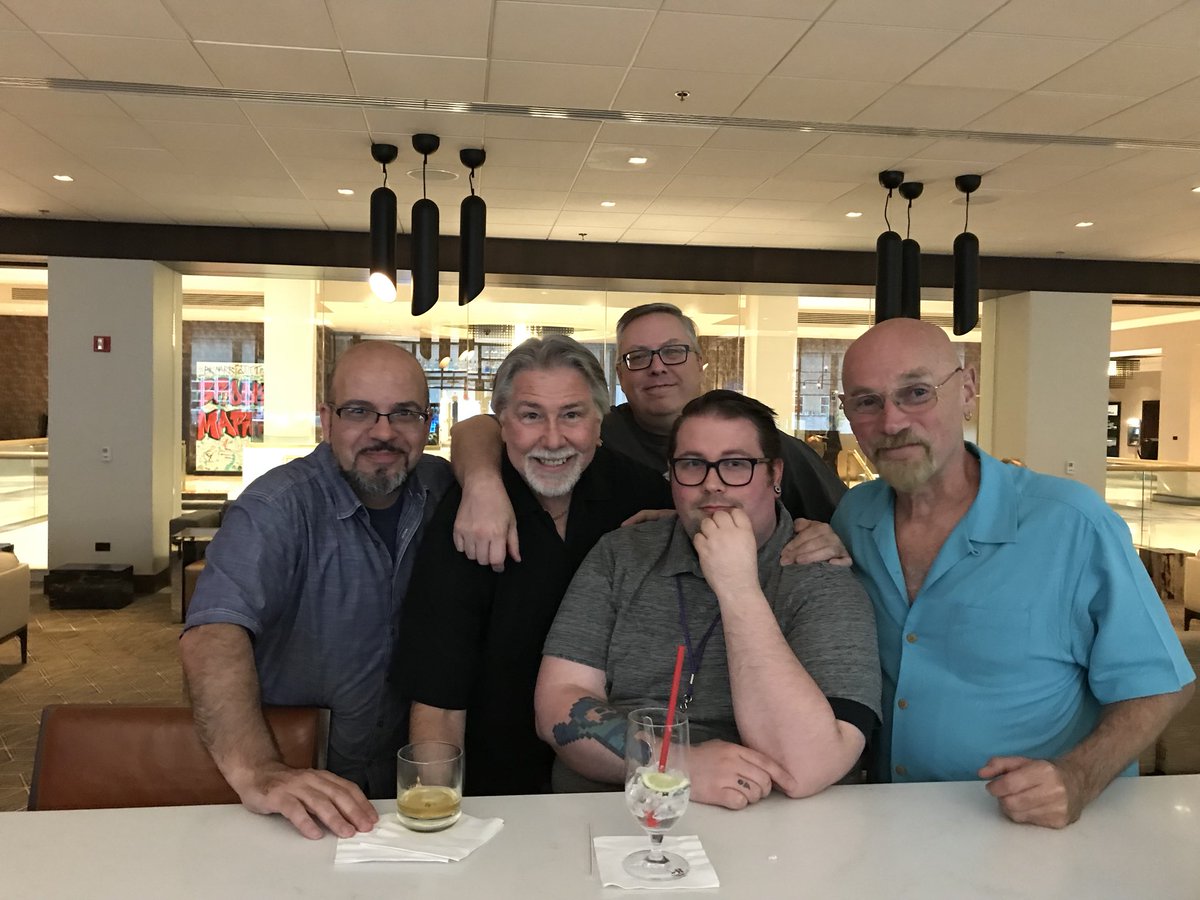 MarkMcKenna419's tweet photo. The Gangs all here! @FabianNicieza @ronmarz @BuddyOrDie and Jim Starlin at Marriot bar in Brooklyn #Boroughcon #beeroclock #comicartists #comicwriters #comiclegends https://t.co/iuWkNEpZfo