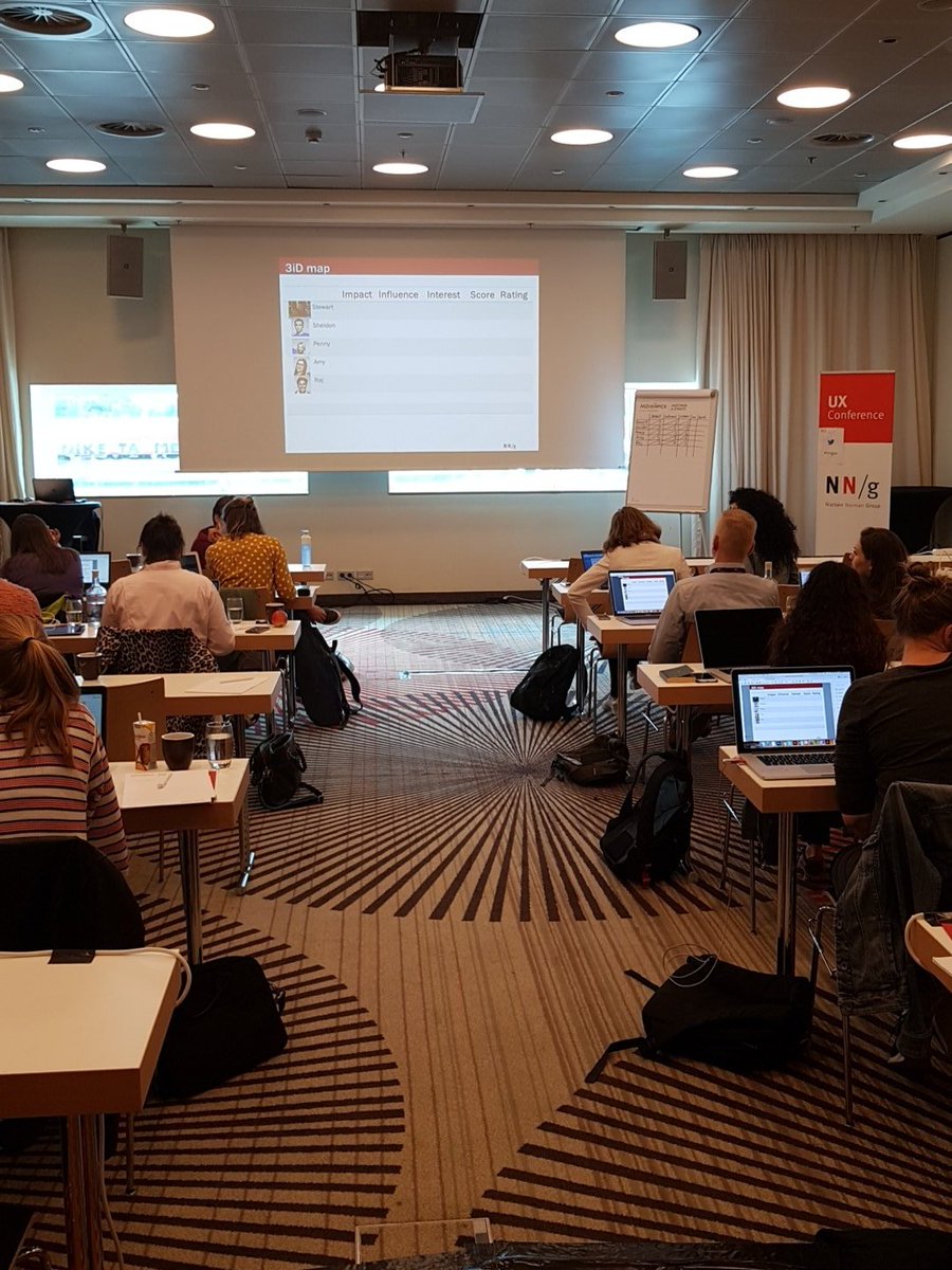 Stakeholder engagement class hard at work deciding which Big Banger would be the biggest pain in a design review #nngux