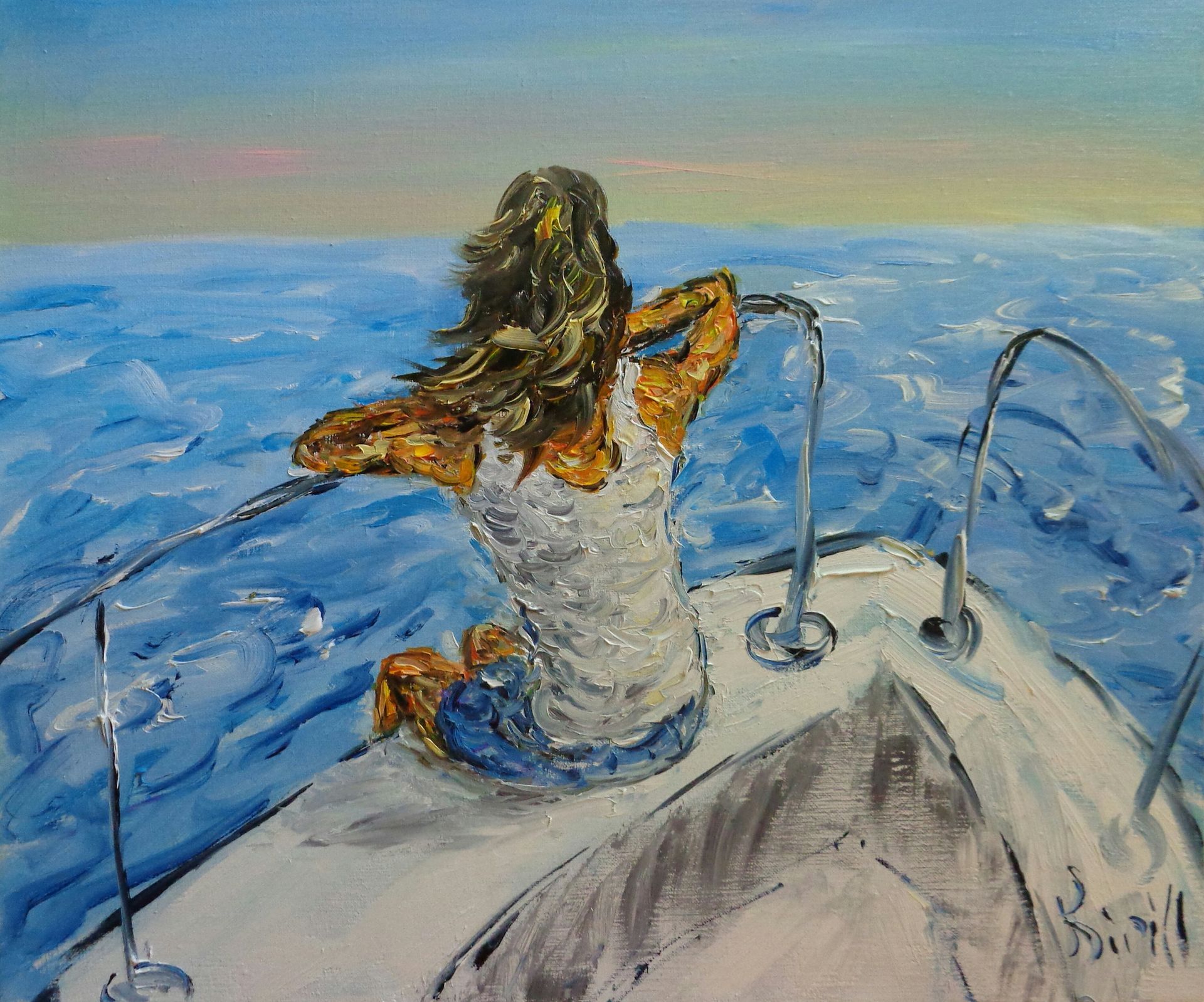 Картина маслом девушка у моря