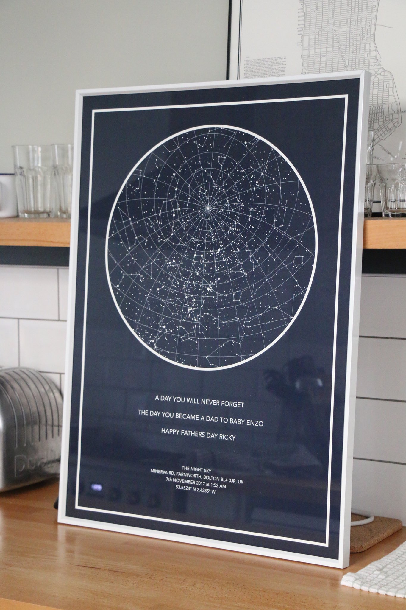 Sky On Day You Were Born Ricky Boleto On Twitter: "My Beautiful #Fathersday Gift... A Star Map  Showing The Sky At Night At The Exact Moment Enzo Was Born. 🌟⭐️💫😊 Thanks  @Leahboleto Https://T.co/Volppzrikv" / Twitter