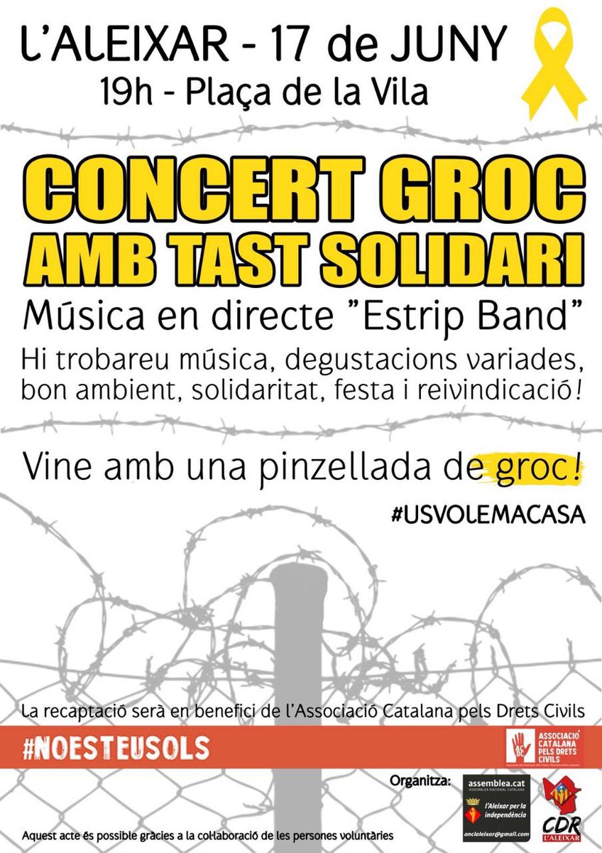 ANClAleixar's tweet photo. Us esperem al #concertgroc avui a tarda! #laleixar #aleixar #tastsolidari @ACDretsCivils @ANC_Vilaplana @avisiaviesreus @ANC_Reus https://t.co/Ll52d7FRBt