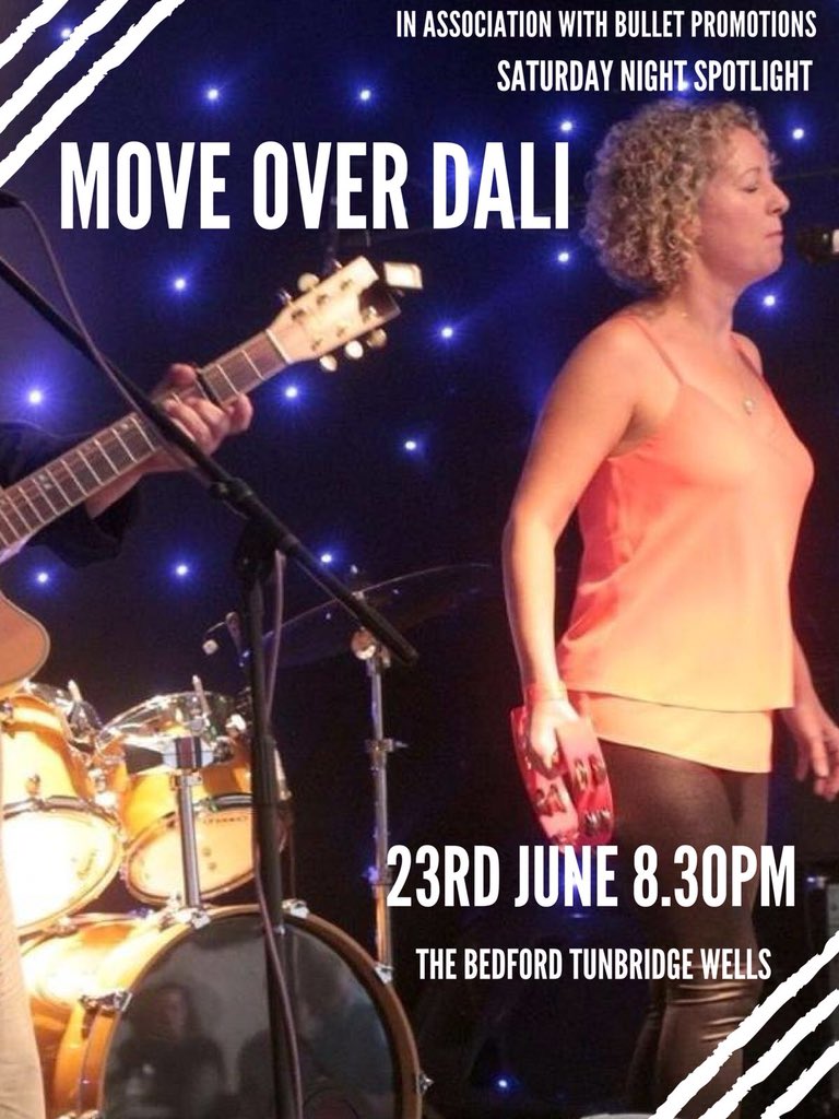 Saturday June 23rd for the Spotlight : @OverDali return to @TheBedfordTW for a night of sublime live music. 
#MoVeOvErDaLi #SNS #thebedford #livemusic #Tunbridgewells #BulletPromotions