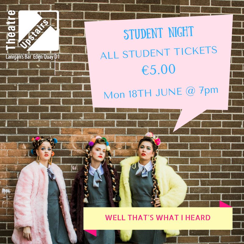 We love doing these! €5.00 tickets for all students - this night is yours! This stomper trio have a serious show in store for you... @He_Is_TKB returns and brings the heart &amp; soul of town with him!
