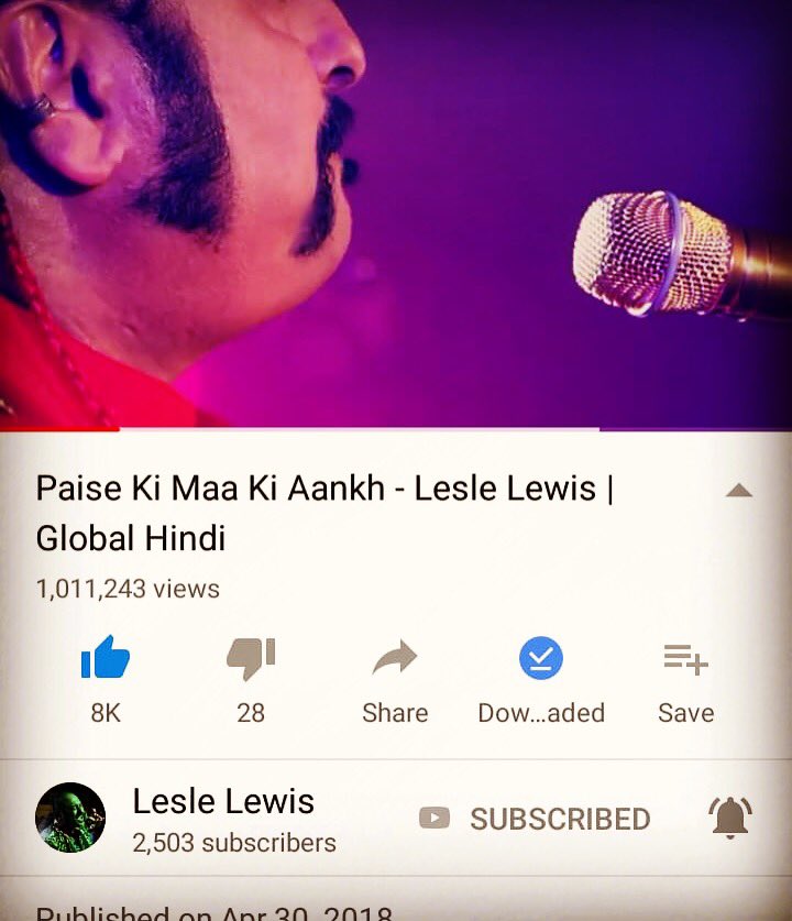 LesleLewis's tweet image. OoooooKaaayyy!!!! #PaiseKiMaaKiAankh crosses 1 Million views !!! Ladies &amp;amp; Gentlemen .. Thank You 🙏🏼 Means a Lot considering its my First GlobalHindi song!! ..Note .. Only 28 Dislikes!!!!! Isn't that Awesome!!!  @shure @shuremea @SunInfonetAudio @oklistenin #turnkeymusic @UAudio