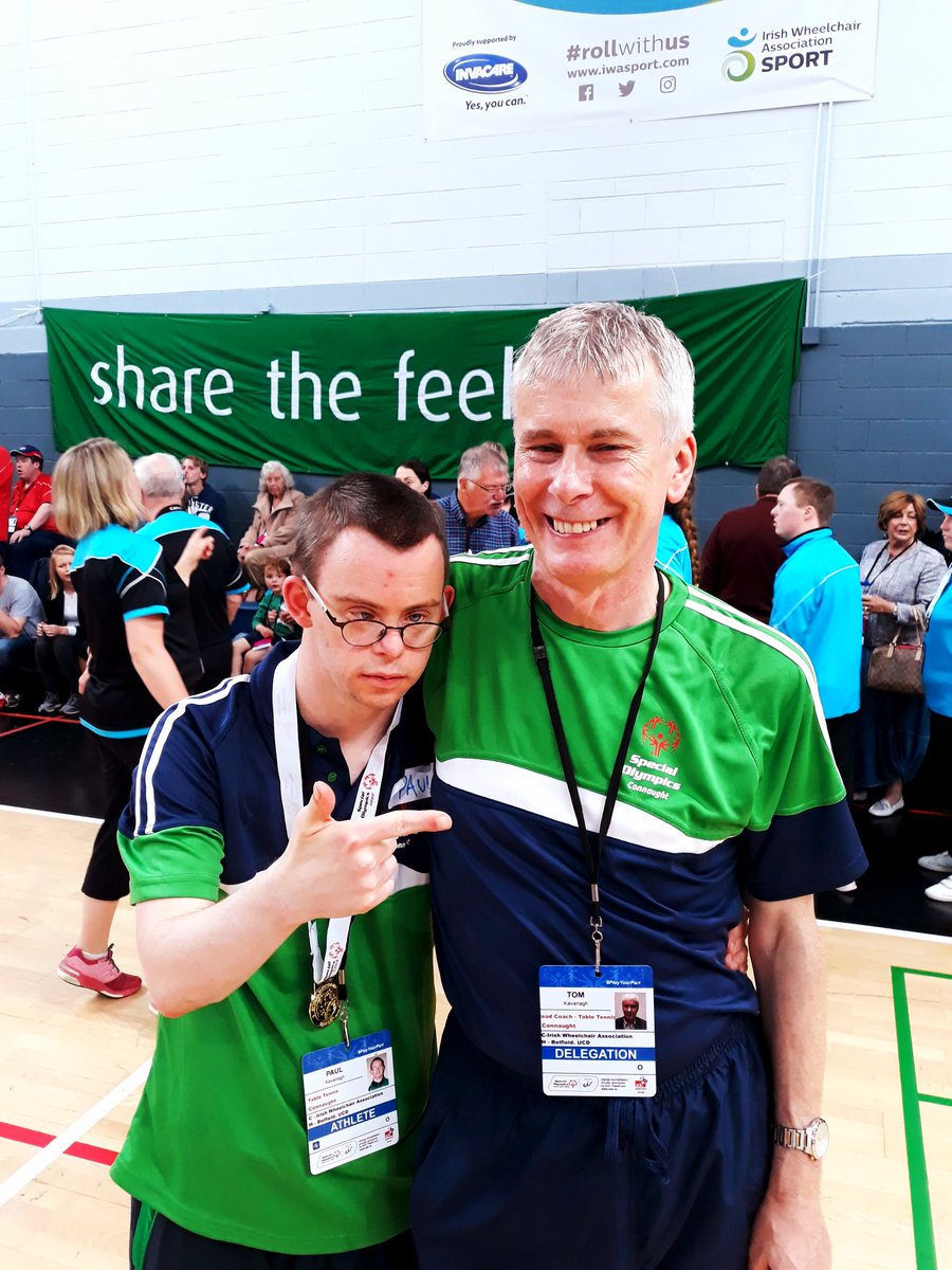 TableTennisSoi's tweet photo. @SOConnaught  Coach Tom celebrating a gold 🥇 and Fathers Day with his son Paul Kavanagh!!

@SOIreland
@TableTennisSoi 

#FathersDay https://t.co/w1EbtmRNsv