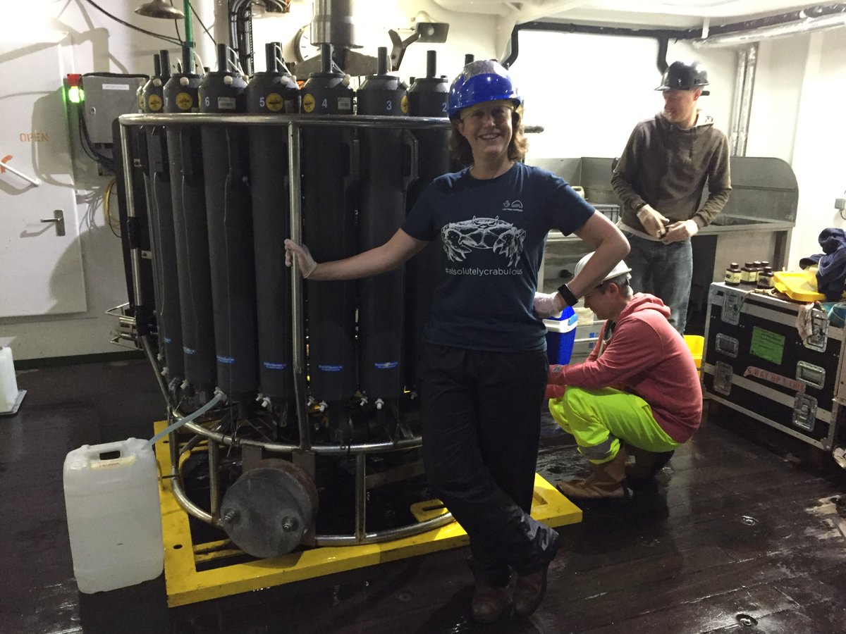 JoAinsworth4's tweet photo. Final predawn CTD sampled in the Benguela singing along to The Greatest Showman with the fab team @COMICS_Carbon! A huge thanks to @mcsuk volunteering on @CapturingRCoast with @Leonie_Rich who advised &amp; inspired me to start my oceanographic career - feeling #absolutelycrabulous! https://t.co/2pOI5jRXuT