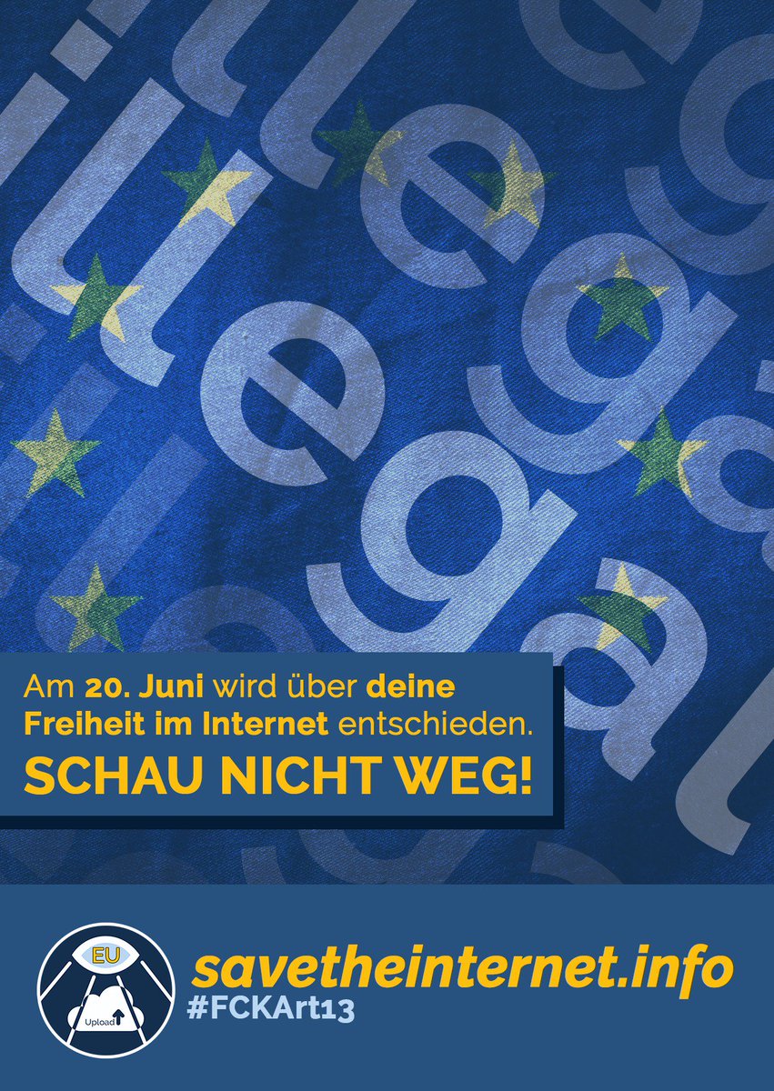 iCrondy's tweet photo. #FCKArt13 #savetheinternet #saveourinternet
Lasst nicht zu das unser freies Internet weg genommen wird!!! https://t.co/biUS08Jw4C