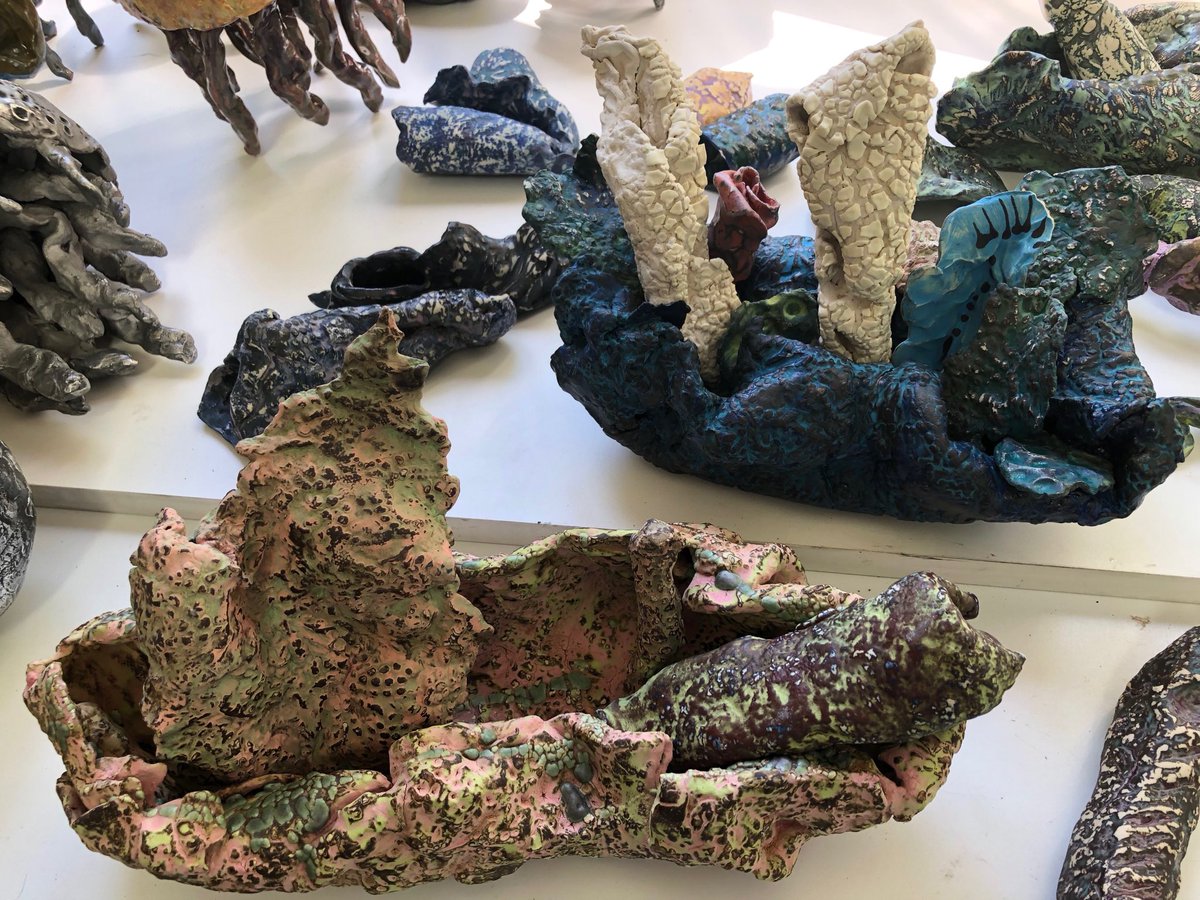 MargieKelk's tweet photo. A See of Marine possibilities, glazed ceramic, dimensions variable                                                        #canadianceramics #contemporarycanadianart #contemporaryceramicsculpture #ceramicworks #newceramicsculpture #referencecontemporary #redheadgallery #margiekelk https://t.co/4m0WZKusyj