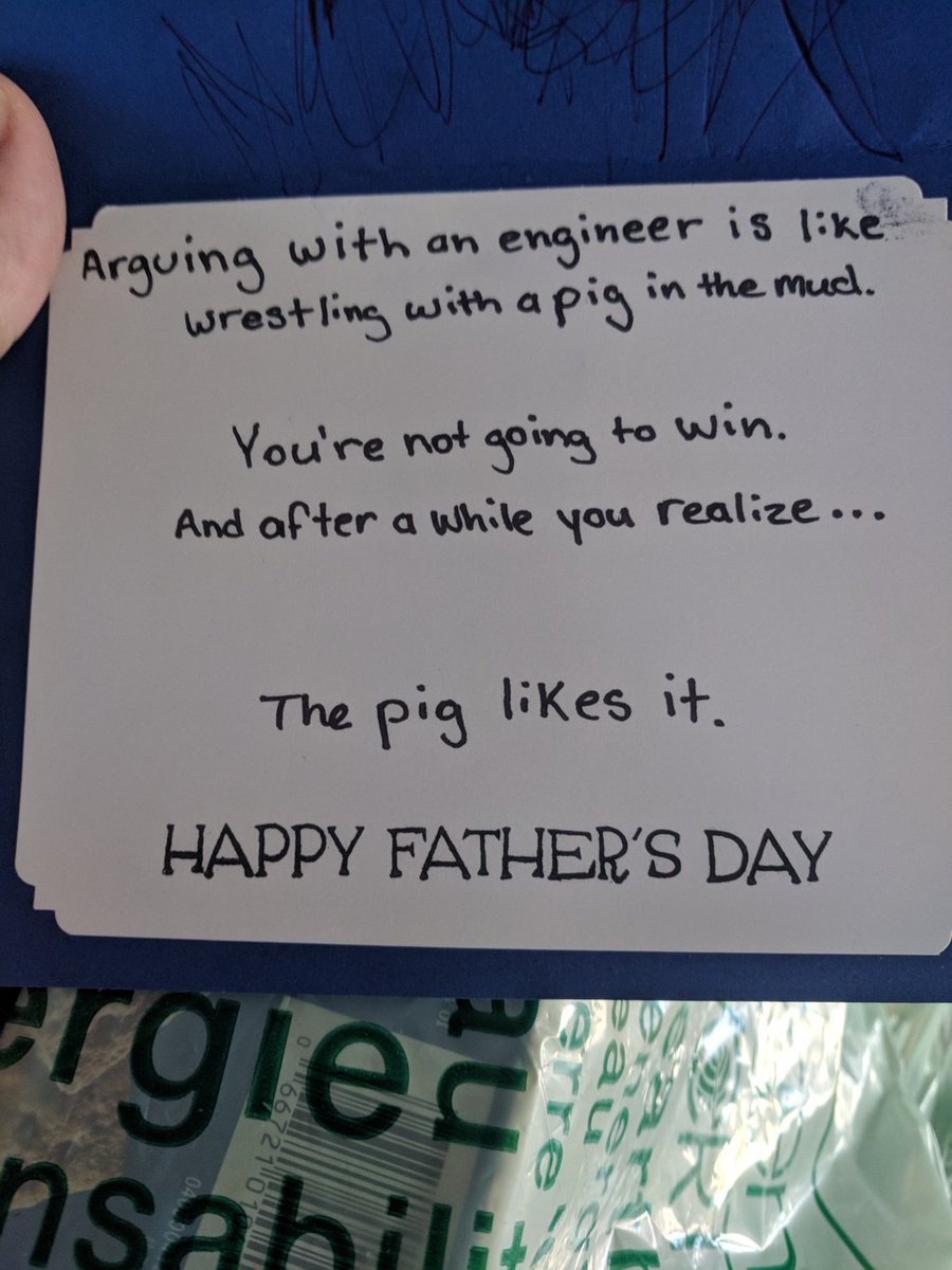 pseudomuto's tweet photo. My boys gave me a card this morning (hastily in the shower cuz they couldn't wait). I think their mom might've helped write the card... https://t.co/Uw5lTG3nEd