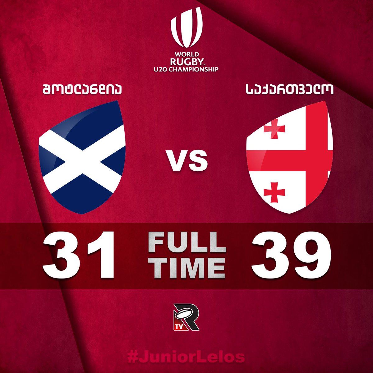 Georgian Rugby (@georgianrugby) on Twitter photo It is full time in Bezier with the #juniorLelos creating history by wining three matches in the tournament #WorldRugbyU20s π₯π₯π₯
π΄σ §σ ’σ ³σ £σ ΄σ Ώ <a href="/Scotlandteam/">Scottish Rugby</a> 31-39 <a href="/GeorgianRugby/">Georgian Rugby</a> π¬πͺ
#ααααααααααααα #α§αα©αα¦αααααα #α ααααα©ααααααααα¨αα #α£ααͺα αα‘αααα α―α¦αααα‘αααα #WorldRugbyU20s It is full time in Bezier with the #juniorLelos creating history by wining three matches in the tournament #WorldRugbyU20s π₯π₯π₯
π΄σ §σ ’σ ³σ £σ ΄σ Ώ <a href="/Scotlandteam/">Scottish Rugby</a> 31-39 <a href="/GeorgianRugby/">Georgian Rugby</a> π¬πͺ
#ααααααααααααα #α§αα©αα¦αααααα #α ααααα©ααααααααα¨αα #α£ααͺα αα‘αααα α―α¦αααα‘αααα #WorldRugbyU20s