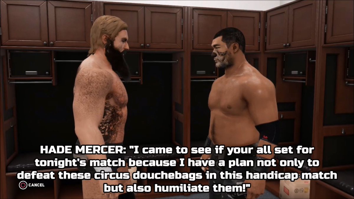 GCAWRESTLING2K's tweet photo. Last week at #AnnihilationX, #HadeMercer decided to catch up with @1TrueBeauCHAMP before they took on #TheSenate! Hade told Beauchamp that he has a plan not only to defeat them but embarrass them also! Mercer wanted the plan kept a secret! What were they up to? #GCAWrestleVerse https://t.co/59h2pJYwDk