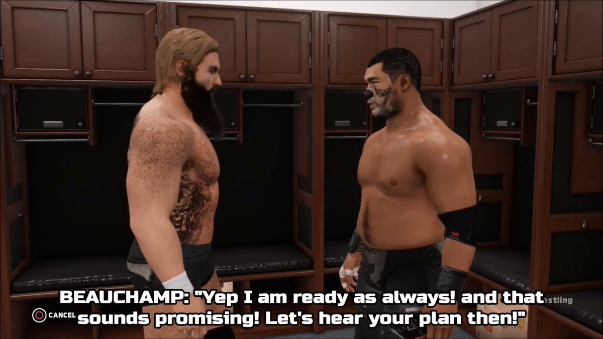 GCAWRESTLING2K's tweet photo. Last week at #AnnihilationX, #HadeMercer decided to catch up with @1TrueBeauCHAMP before they took on #TheSenate! Hade told Beauchamp that he has a plan not only to defeat them but embarrass them also! Mercer wanted the plan kept a secret! What were they up to? #GCAWrestleVerse https://t.co/59h2pJYwDk