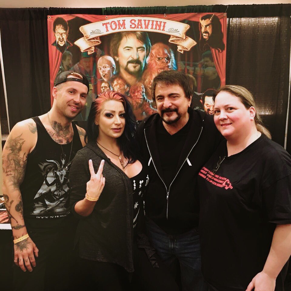 Yesterday was a blast! Last day today to come meet icon <a href="/THETomSavini/">Tom Savini</a> , the beautiful <a href="/LWilber70/">LWilber70</a> of ze <a href="/LizzieBBMuseum/">LizzieBordenBBMuseum</a> and of course us! Boom <a href="/MarkHall99/">Mark Hall</a> <a href="/RocknHorrorX/">RockNhorror Apparel</a> <a href="/LizzyBorden6/">Lizzy Borden 🔮</a>
