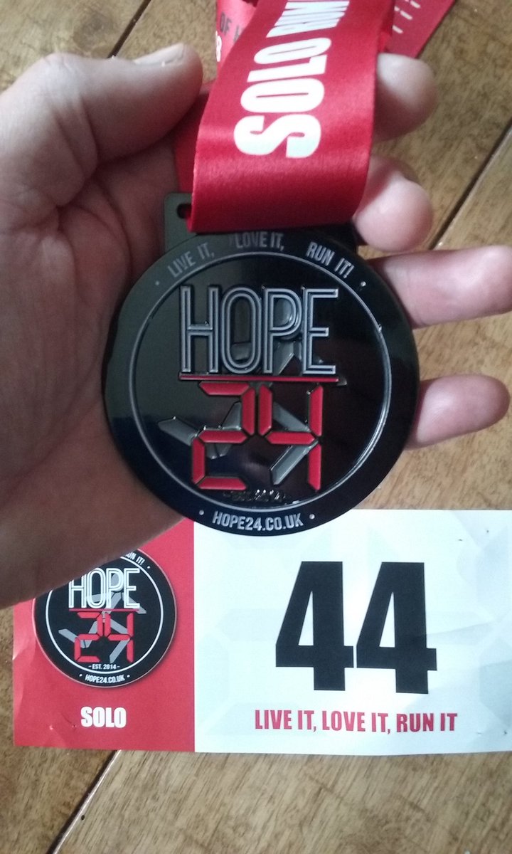 BullJasontwit's tweet photo. Ran 65miles to earn this medal! My highest ever mileage. Hope 24 is awesome! @hope24run #ultrarunning https://t.co/EkrRBT1nCS
