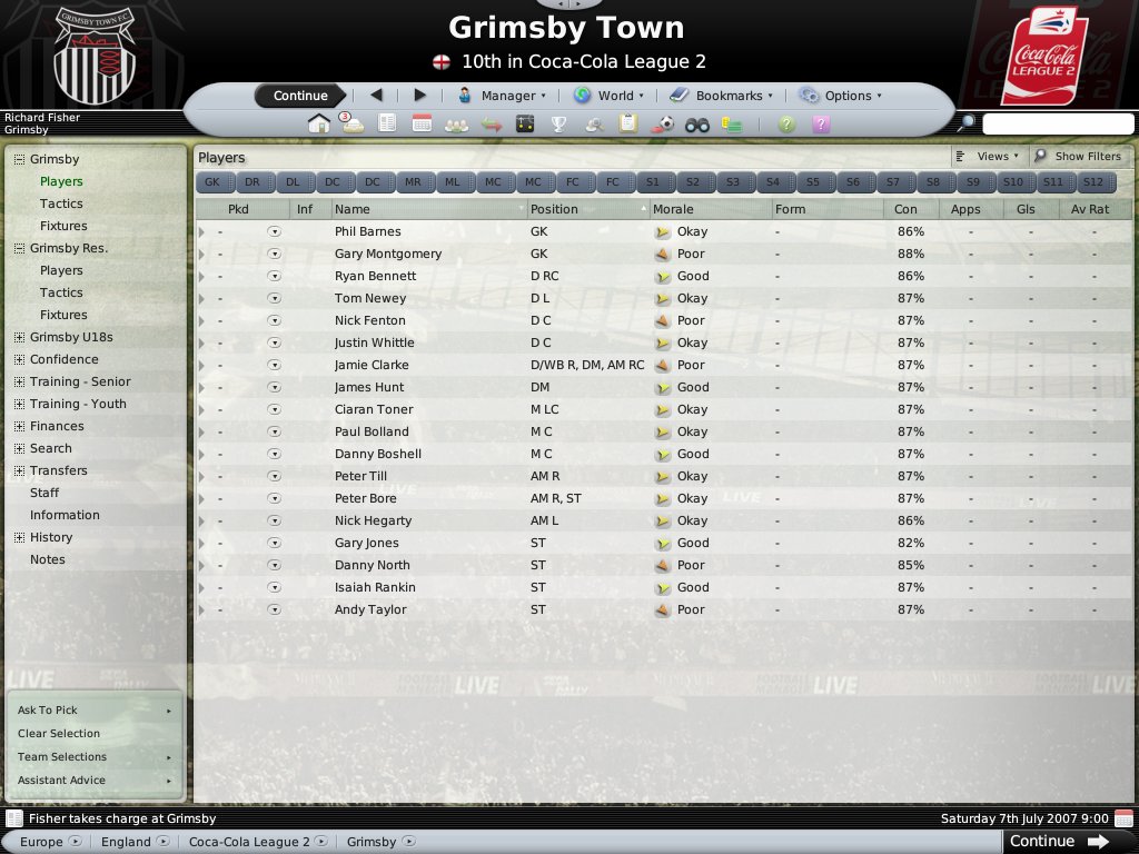 fishgrimsby's tweet image. Grimsby Town squad on Football Manager 2008 (before and after latest patch) #gtfc #fm08 #fm2008