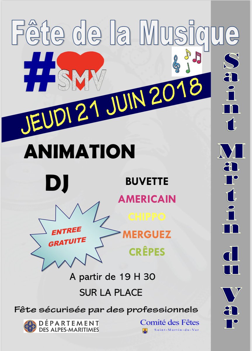 stmartinduvar's tweet photo. 21 juin, fêtons la Musique!!!
à Saint-Martin-du-Var https://t.co/doi8CIlWFC