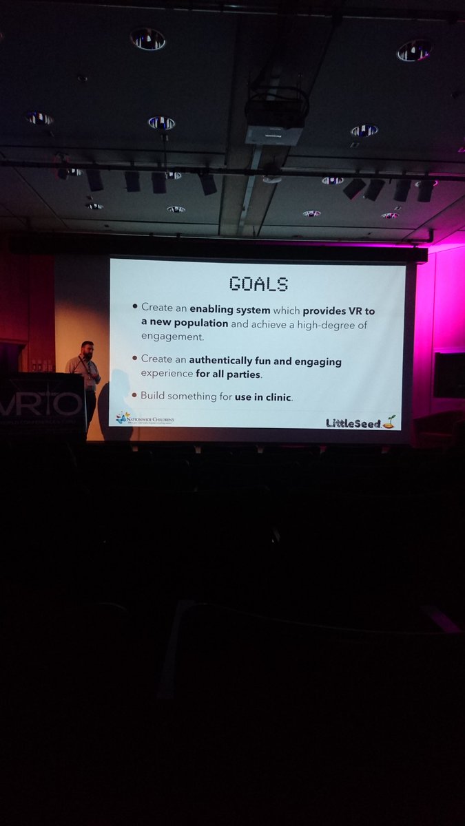 Bonshua87's tweet photo. #JeremyPatterson from Nationwide Children's hospital shares his exprerience bring #VR into clinics. Amazing benefits for patients and family #HealthVR @VRToronto #VRTO2018 https://t.co/MOaMKhtOho