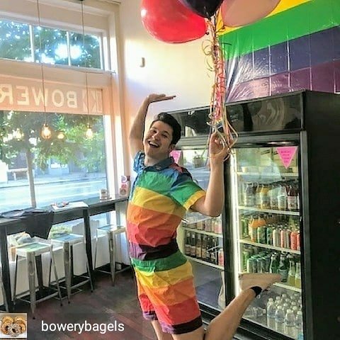 BoweryBagels's tweet photo. Our Old Town team is here to nourish you body &amp; soul for #pdxpride. Our famous rainbow schmear, cookies, and of course our delicious bagels and @stumptowncoffee. Stop in and say hello! https://t.co/z4cadCyoro