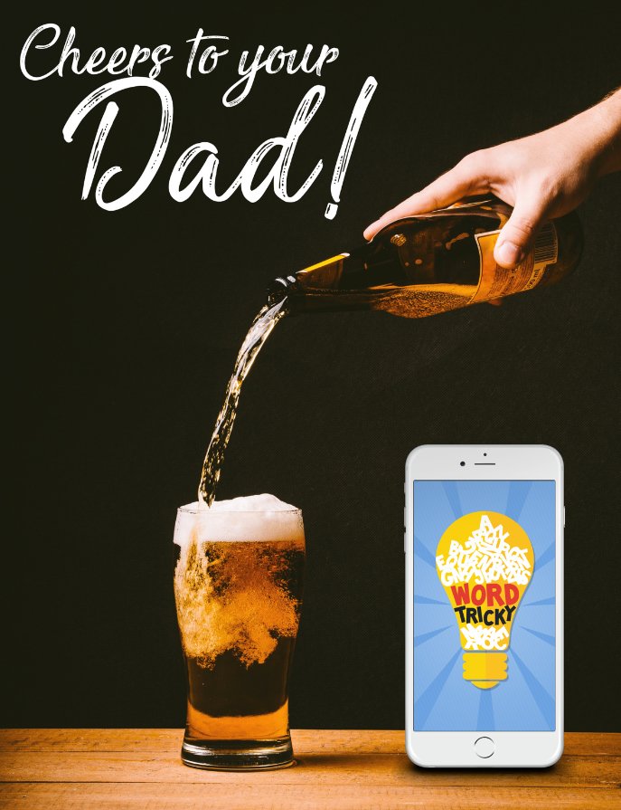 kooapps's tweet photo. Get your Dad a drink and some good old fashion Word Tricky puzzles! He deserves it. Happy Father’s Day! 😁🍻 #FathersDay #WordTricky #Word #PUZZLE #indiedev #indiegames #IndieGameDev https://t.co/eEZcuI5ZfV https://t.co/FFhvsEJ7dd