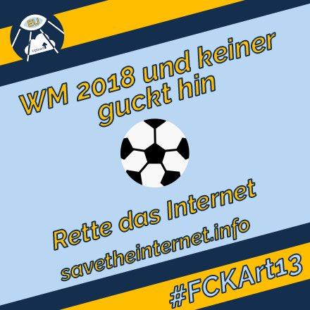 HiRNT0D's tweet photo. Dir ist WM gucken wichtiger als ein freies Internet?

https://t.co/Pfgd5bcLvD

#WM2018
#GERMEX
#FCKArt13 https://t.co/EoJWfGujOu
