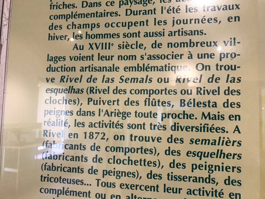 Toponymies's tweet photo. Au charmant petit musée du #Quercorb, à #Puivert dans l’#Aude, on rappelle les toponymes vernaculaires et officieux liés aux activités artisanales traditionnelles. #toponymie https://t.co/O23u0VlPCl
