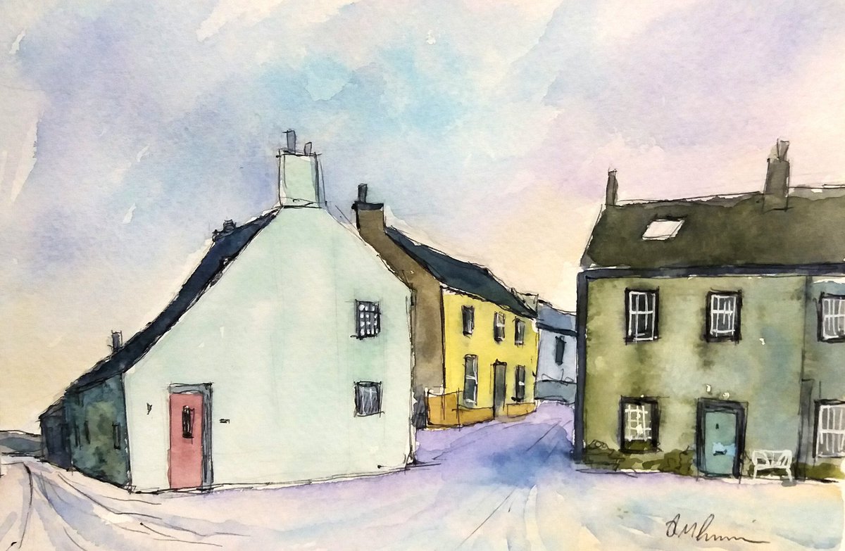 Percy Kelly's house, Allonby in Cumbria. Original pen and watercolour. #NotJustLakes #Cumbria #Percykelly #watercolour