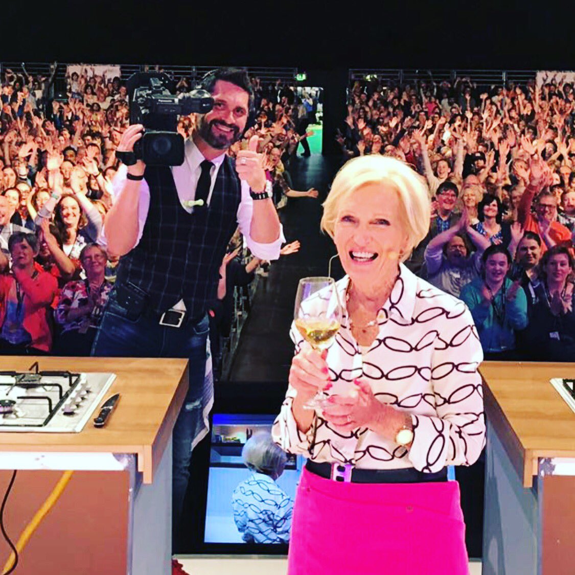 tonycameraman's tweet photo. Look who photo bombed Mary Berry https://t.co/whmVLwfsHh