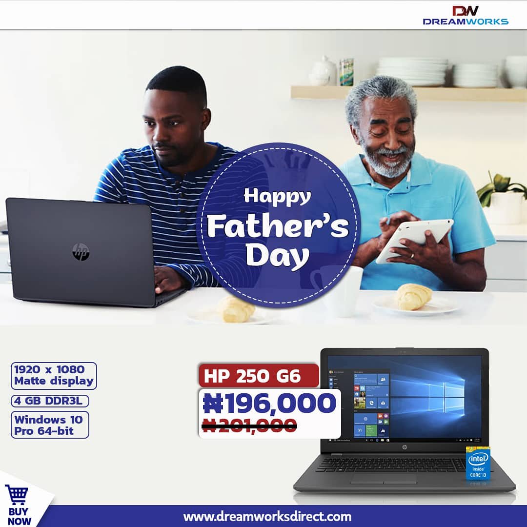 Dreamworksnig's tweet photo. We can't correct the past but can surely improve by showing our fathers how much we love and appreciate them.
Happy Father's Day. So, make it up to dad by getting him a grand HP 250 G6.
#DreamworksNG #Productshowcase #Happyfathersday #fathersday #bestdadever #giftfordads #HP https://t.co/xrrGMBc3Is