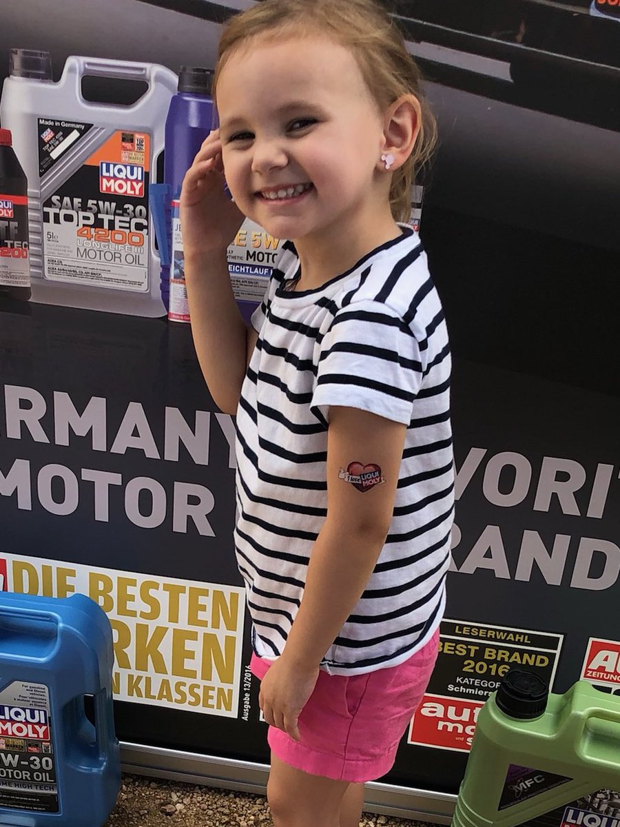 FosterOils's tweet photo. Winding down a great day @COTA @CarsCoffee with @LiquiMolyUSA tattoos for kids! #HappyDadsDay #TexasLubes #MadeInGermany https://t.co/Se8wl6X0zq