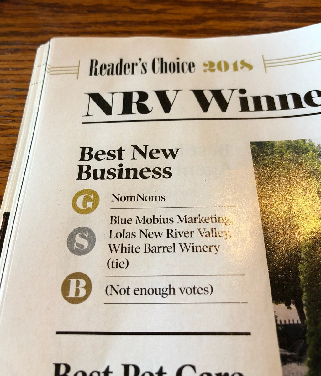 CaitlynScaggs's tweet photo. A friend texted me this photo today...looks like @blue_mobius made the local "Best Of" list. What an amazing & humbling surprise! #TeamBlueMobius https://t.co/dlJJk24eF1