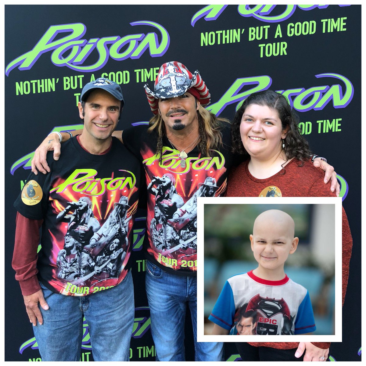 bretmichaels's tweet photo. Bret Michaels Meets Father &amp; Stepmother Of @JacobTsJourney #JacobThompson, 9 Year Old Boy Who Battled Cancer Through Christmas Card Wish. Read More @ https://t.co/Dtj64TTx2n - Team Bret #FathersDay #BretMichaels #LiveLikeAPenguin https://t.co/ILC0BzHFuA