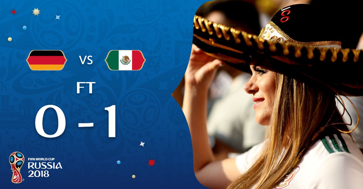 1990 ✔️
1994 ✔️
1998 ✔️
2002 ✔️
2006 ✔️
2010 ✔️
2014 ✔️
#Rusia2018 ❌

#MEX acaba con la racha de 7 últimos estrenos con victoria de #GER en la Copa Mundial.

#GERMEX