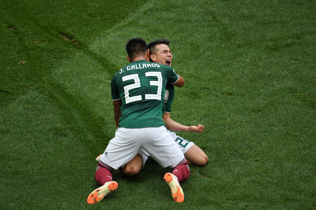 cnnsport's tweet photo. FULL-TIME #GER 0 - 1 #MEX: Mexico have done it! They've defeated the defending world champions. It's the Germans' first opening game defeat since they lost against Algeria in 1982. #WorldCup https://t.co/f4lanyseWx