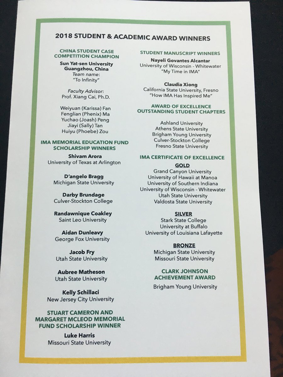 BSueMullen's tweet photo. WTG @IMAStudentAU for earning the @IMA_News Award of Excellence Outstanding Student Chapter #ProudAdvisor @AU_COBE https://t.co/3p3HDwri97