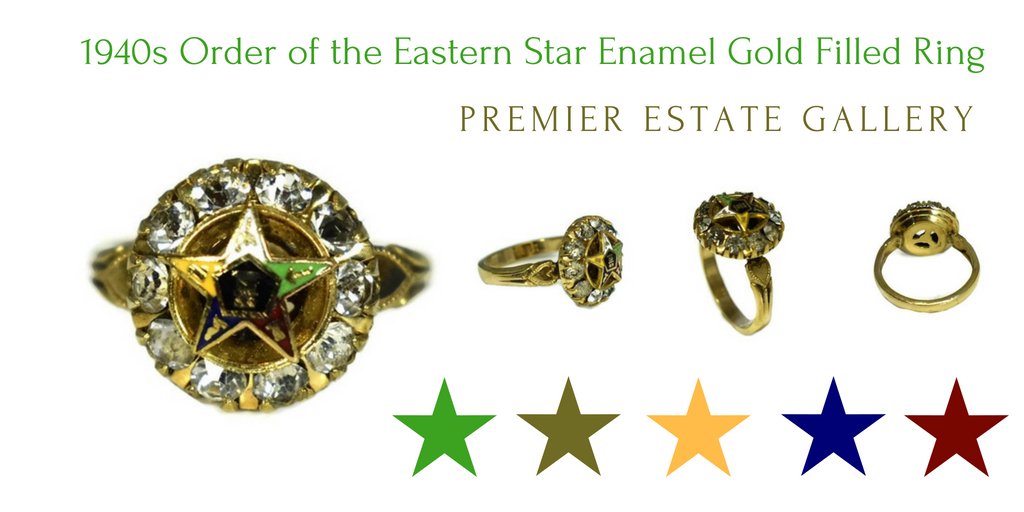 PremierAJG's tweet photo. Vintage #EasternStar Enamel Ring
https://t.co/7dYIenSMxs
#GotVintage #OrderofEasternStar #EasternStar #Rings #1940s #enameljewelry #FraternalOrders #collectiblejewelry #rhinestones #enameljewelry #vintage #stars #Sunday #MasonicOrders https://t.co/tTMOoJw9y0