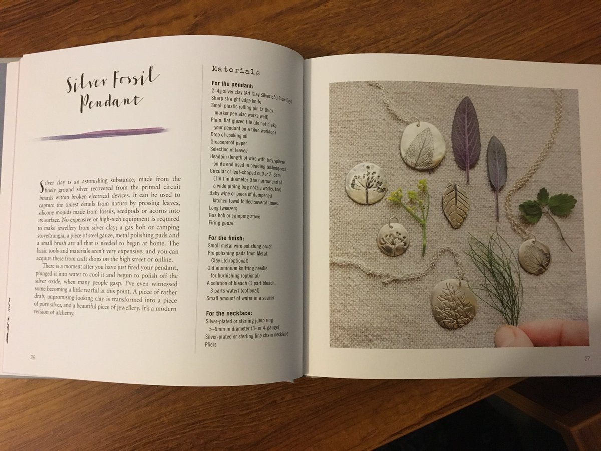987jude's tweet image. Following yesterday’s wonderful #silverclay workshop with @silverpebble, this afternoon I’ve been reading her beautiful book #MakingWinter, packed with unusual creative projects including how to make a silver fossil pendant 😍