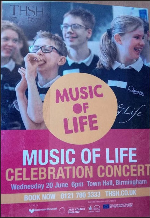 Music of Life is a charity who use music to advance the education, health and wellbeing of children with physical and learning disabilities. Ticket Price: £5 - £10 #Birmingham Town Hall Box Office click bit.ly/2s0m4hU or phone 0121 780 3333 Please come along. #BrumHour