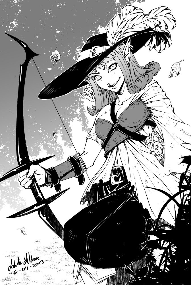 Un dibujo que ya tiene sus añitos de un personaje de una serie que empecé a darle vueltas en la época en la que andaba con Bribones. Que le voy a hacer, la fantasía es un género al que siempre me gusta volver y en el que me siento cómoda :)