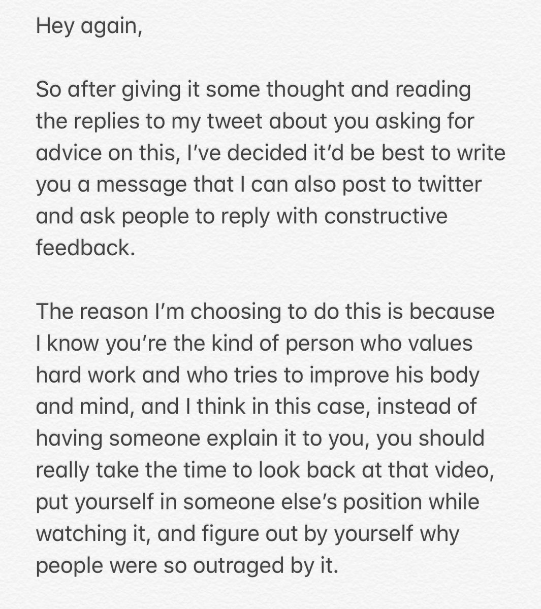 TheHazelHayes's tweet image. I sent this to @PointlessBlog just now.

If his video made you angry, I’d appreciate if you could read my message, then reply to this tweet and explain why. Constructive feedback please. Name calling won’t help.

Any links to relevant charities or further reading also welcome!