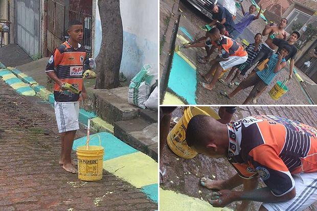 Football Factly 4 Years Ago Gabriel Jesus Was Painting The Streets In Preparation For The Brazil 14 World Cup Today He Starts As Lone Striker For Brazil Inspirational T Co Faskrbq9eg